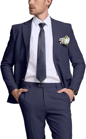 Linen Retro Mens Suit 2 Pieces Slim Fit Light Weight Linen Suit Linen Summer Suits Tuxedo Jacket Blazer Pant for Men