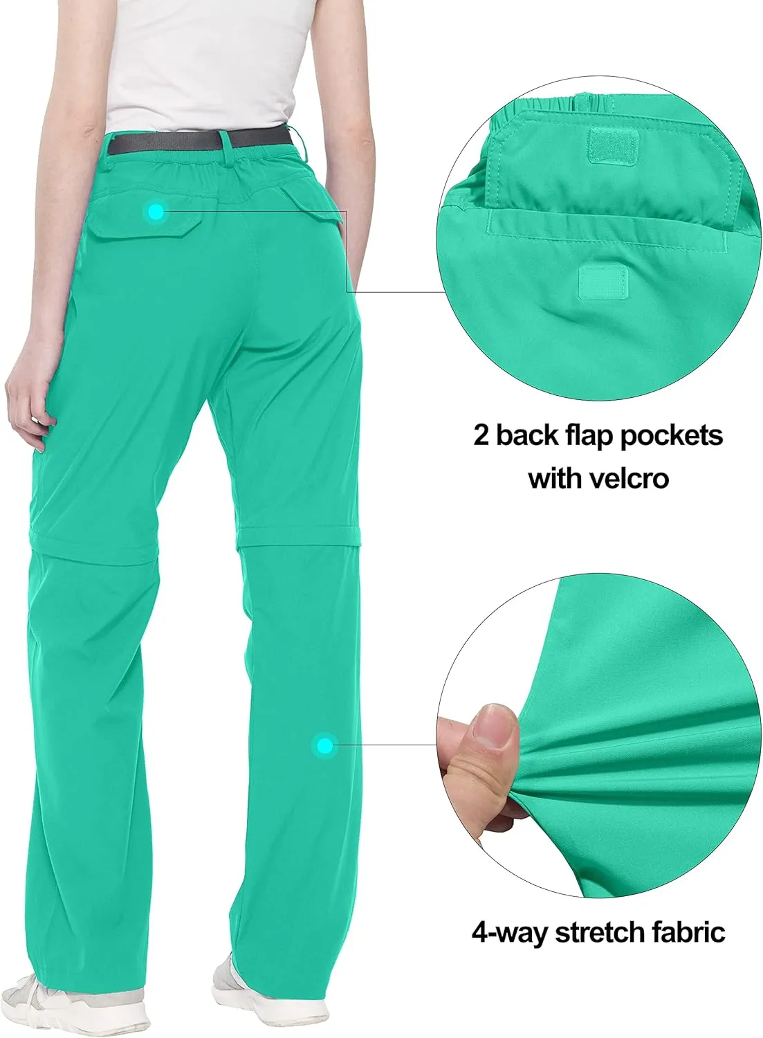 Little Donkey Andy Women's Convertible Hiking Pants Quick Dry Zip Off Shorts Lightweight Fishing Travel Trousers