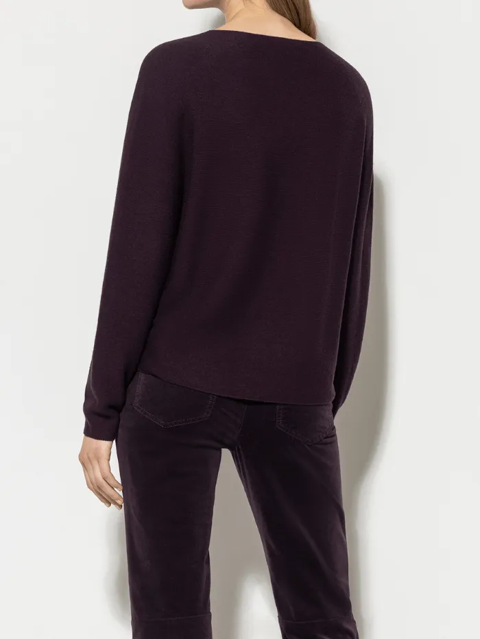 Luisa Cerano Women's Fine Knit Jumper With Boxy Fit In Burgundy 108582 5879