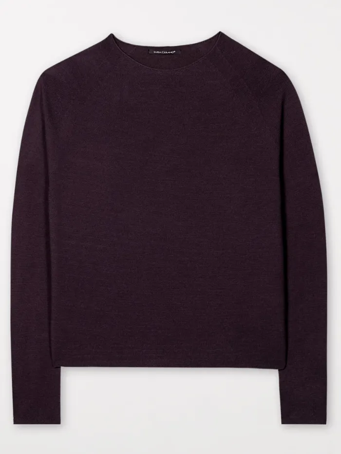 Luisa Cerano Women's Fine Knit Jumper With Boxy Fit In Burgundy 108582 5879