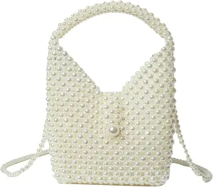 Luxury Pearl Bag Chain Bag Purse Bags, Artificial Pearl Clutch Crossbody Handmade Bags Evening Bags for Party Wedding Bridal Party Travel Prom 12