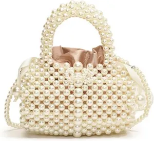 Luxury Pearl Bag Chain Bag Purse Bags, Artificial Pearl Clutch Crossbody Handmade Bags Evening Bags for Party Wedding Bridal Party Travel Prom 18