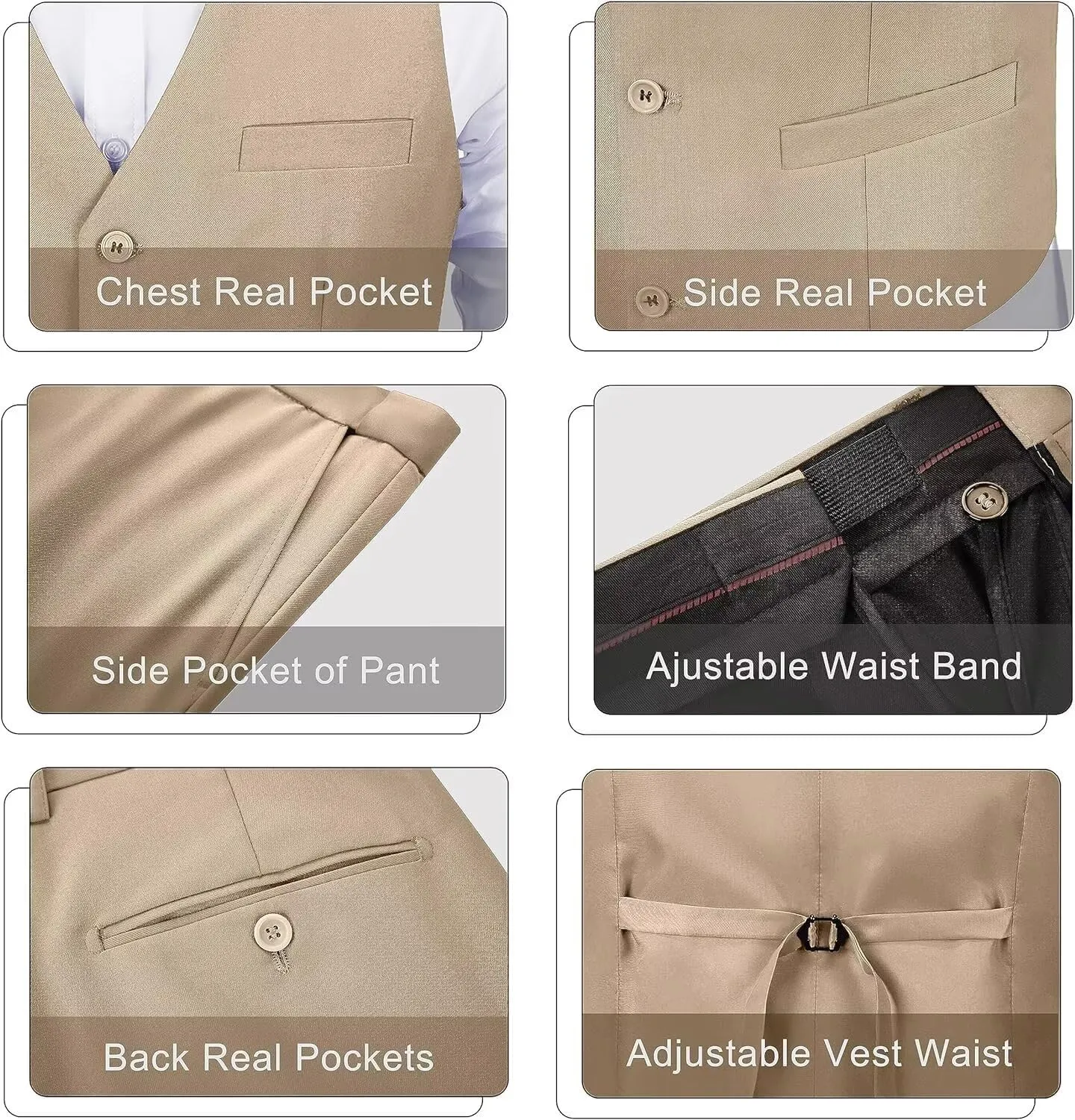 Men 2 Pieces Dress Suit Vest Pant Set Slim Fit Casual Suit Waistcoat