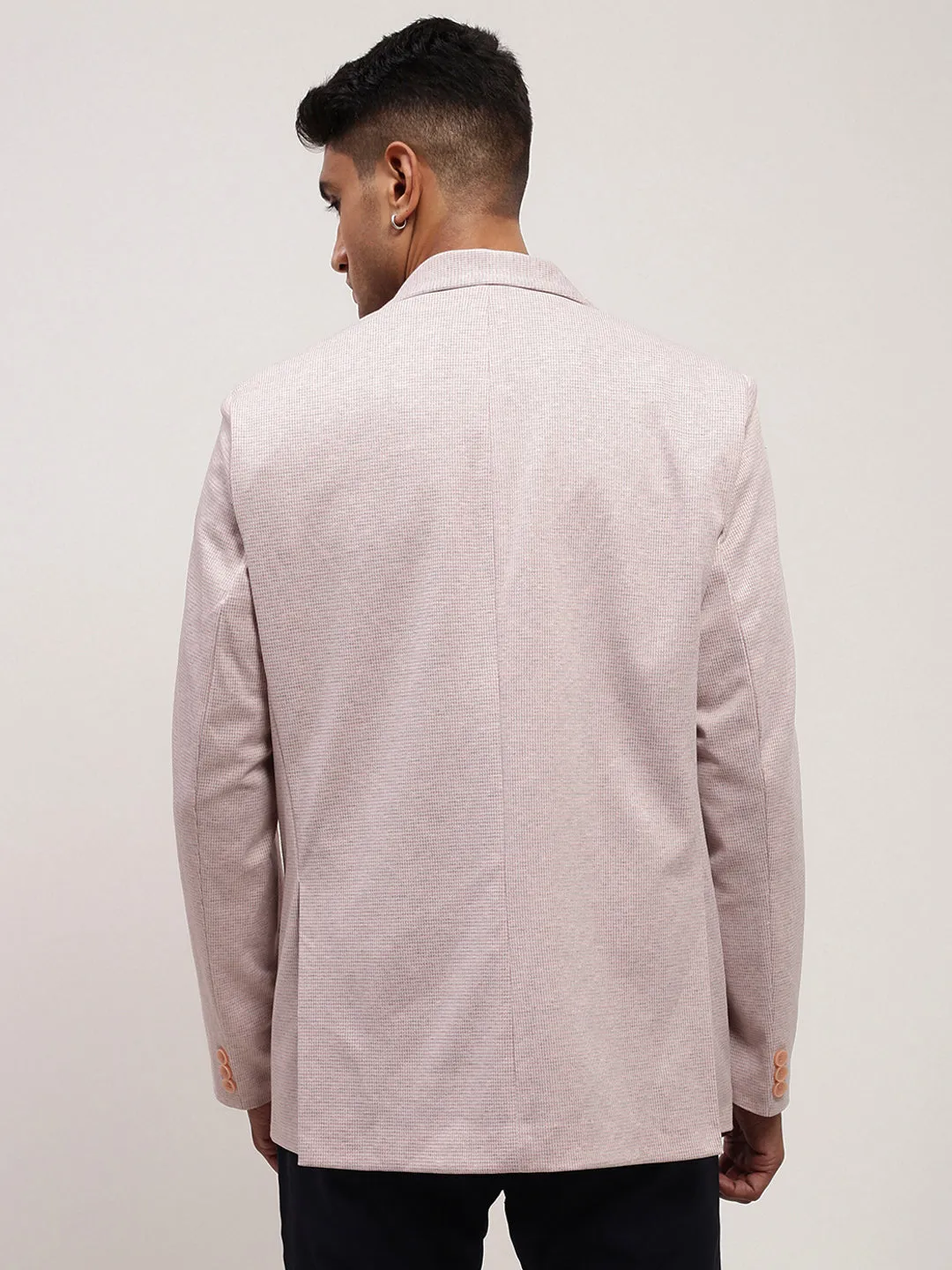 Men Pink Solid Single Breasted Blazer