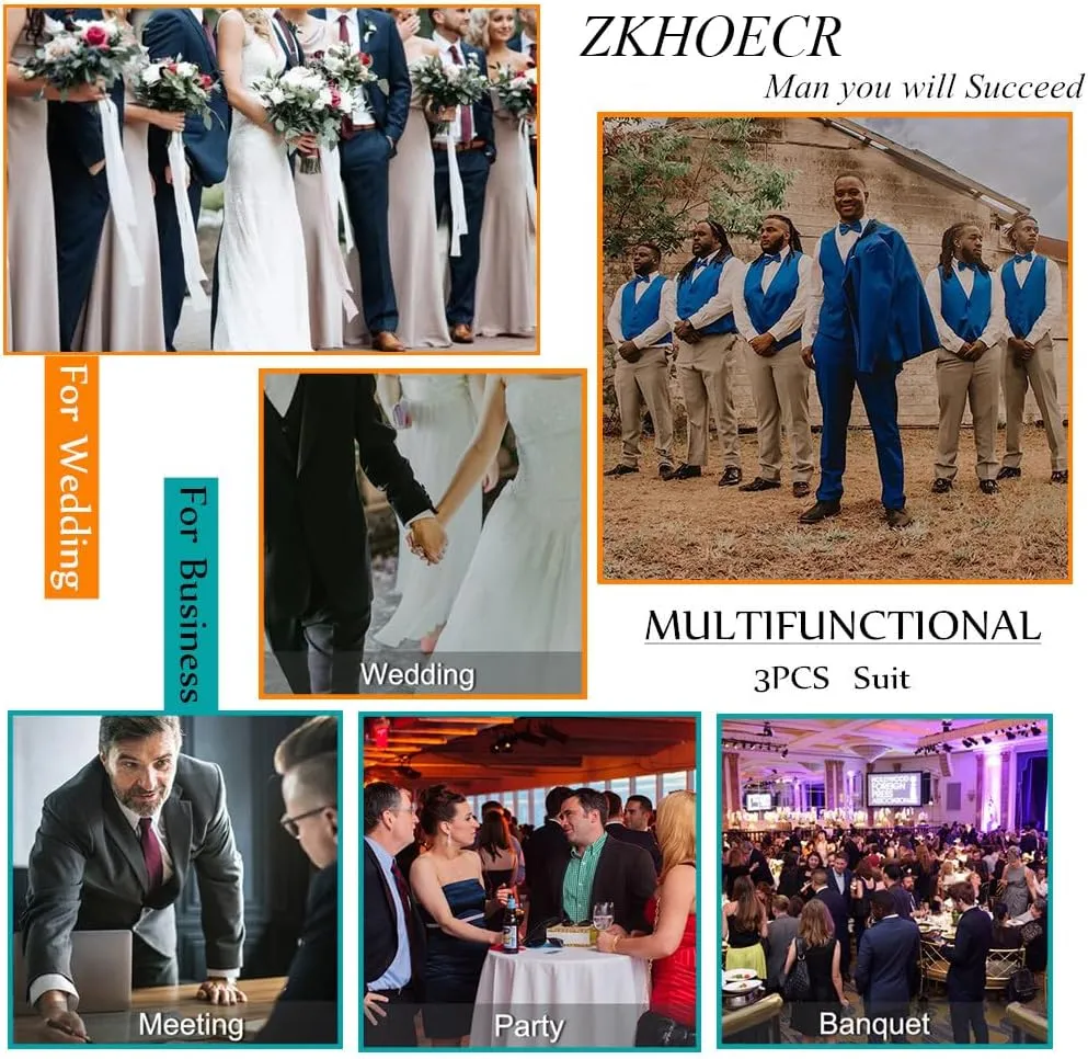 Men's Casual Linen Suit Set 2 Piece Slim Fit Wedding Suits Prom Groomsmen Suit Tuxedos Beach Suits Vest Pants
