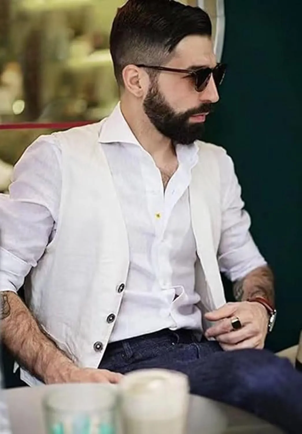 Mens Linen Suit Vest Summer Beach Wedding Waistcoat Lightweight Casual Dress Vest for Men