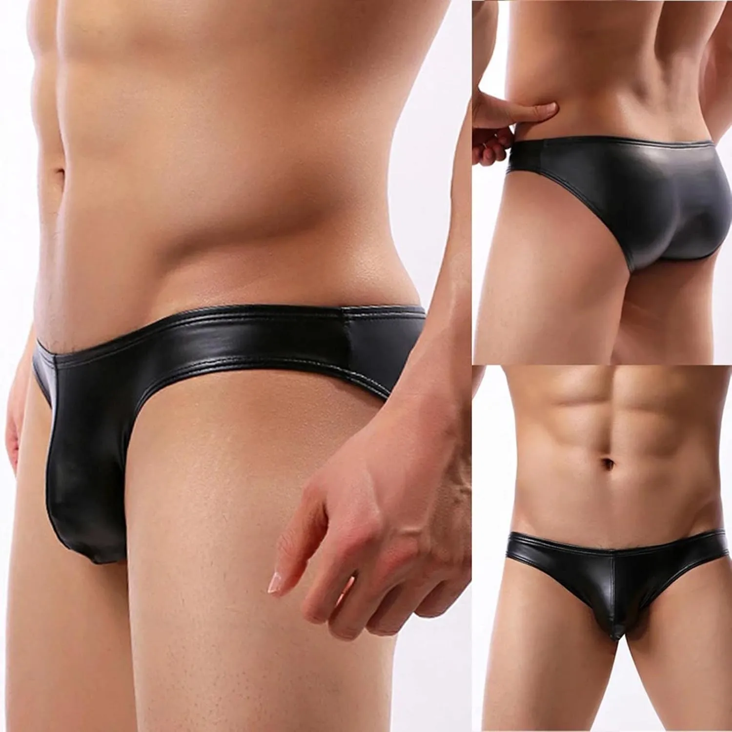 Men's Lingerie Underwear Men T Pants Nightclub Performance Imitation Leather Thong Sexy Men's Sexy Lingerie Thongs