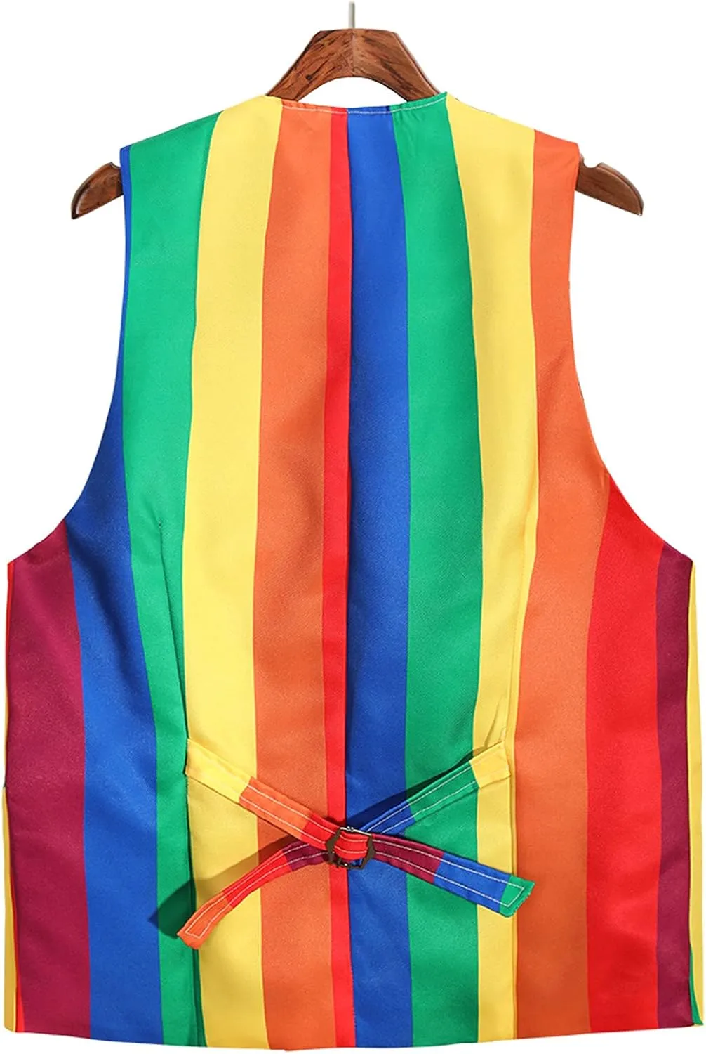 Mens Rainbow Suit Vest Single Breasted V Neck Colorful Stripe Waistcoat Slim Fit Dress Vest for Wedding Party