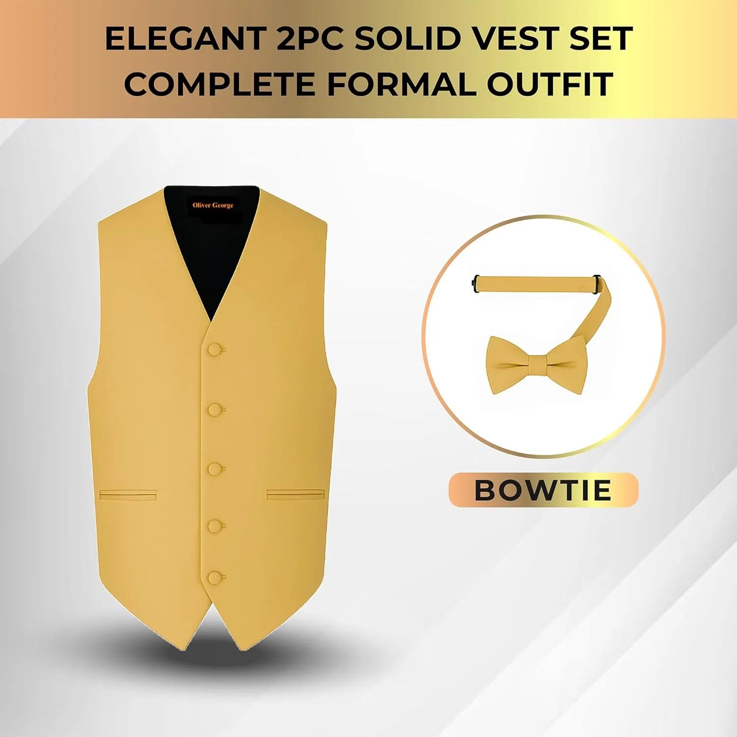 Men's Solid Formal Waistcoat Tuxedo Dress Vest Bow Tie Set for Suit or Tuxedo