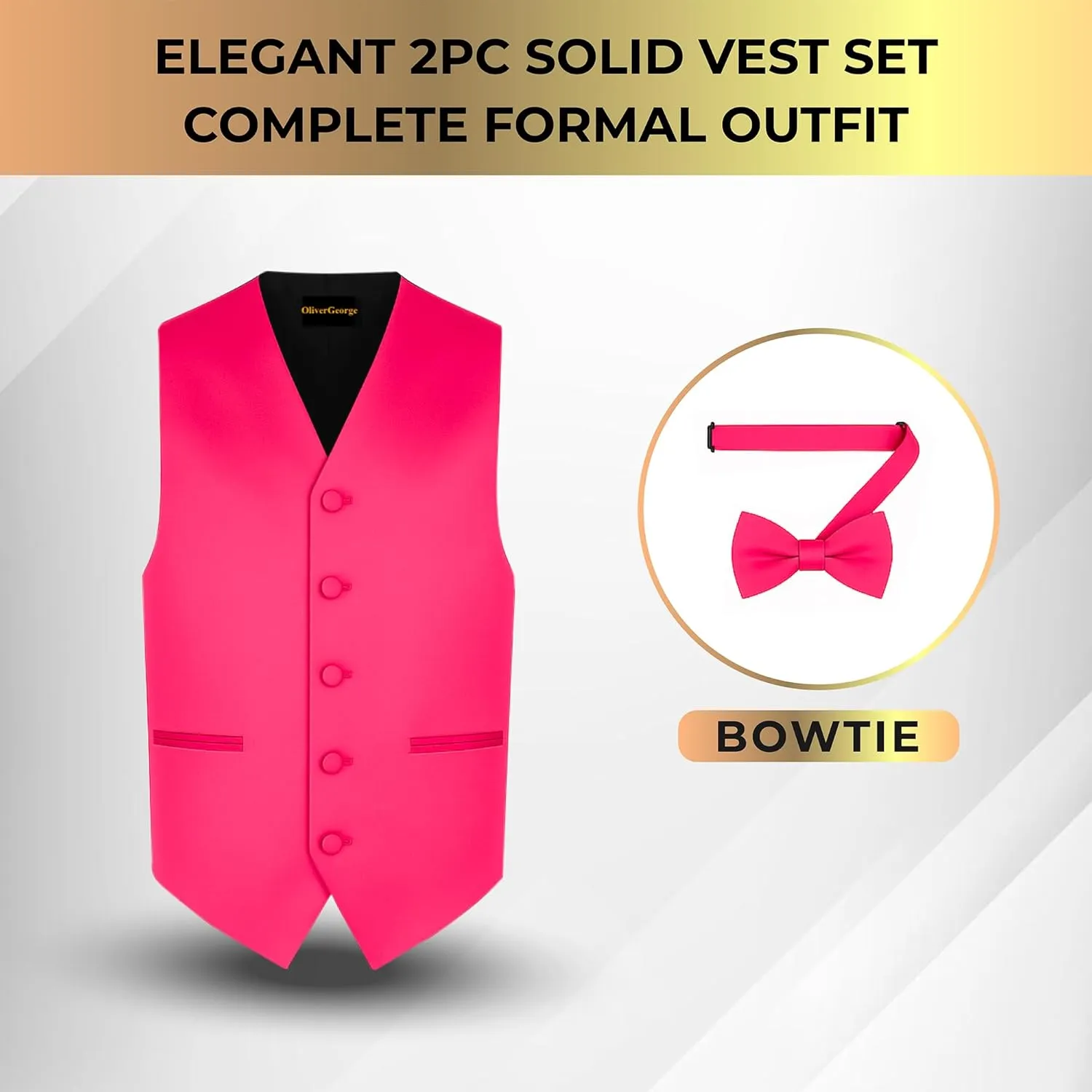 Men's Solid Formal Waistcoat Tuxedo Dress Vest Bow Tie Set for Suit or Tuxedo