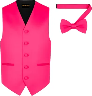 Men's Solid Formal Waistcoat Tuxedo Dress Vest Bow Tie Set for Suit or Tuxedo