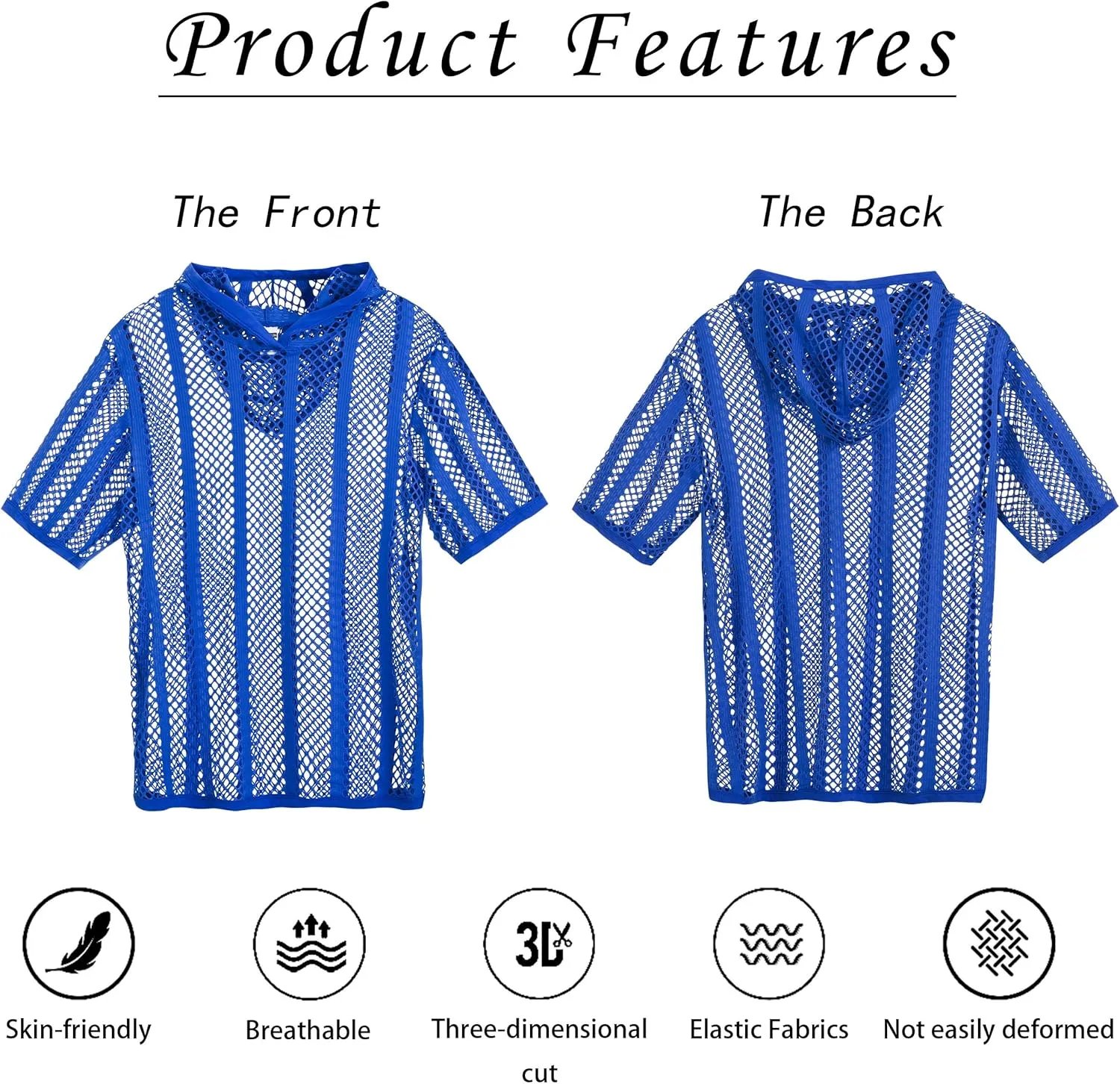 Mens Stripe Hoodies See Through Mesh Short Sleeve T-Shirt Sexy Sheer Muscle Undershirt Top M L XLXL