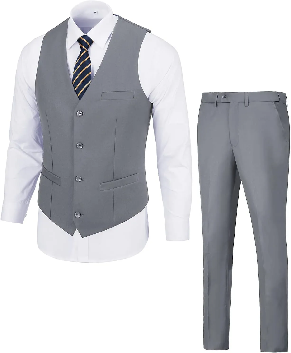 Men's Suit 2 Piece Vest Set Slim Fit Dress Suit Casual Suit Waistcoat Pant