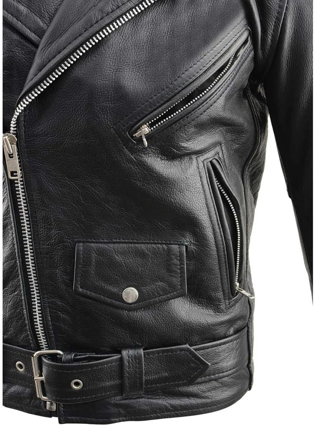 Milwaukee Leather LKM1781 Men's The Legend Classic Black Premium Leather Motorcycle Jacket w/Quilted Liner