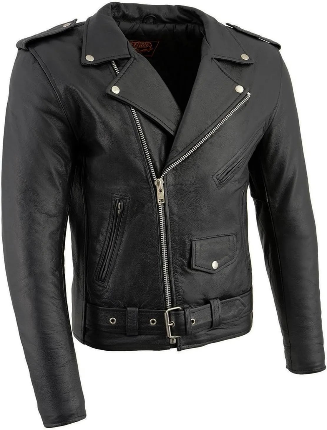 Milwaukee Leather LKM1781 Men's The Legend Classic Black Premium Leather Motorcycle Jacket w/Quilted Liner