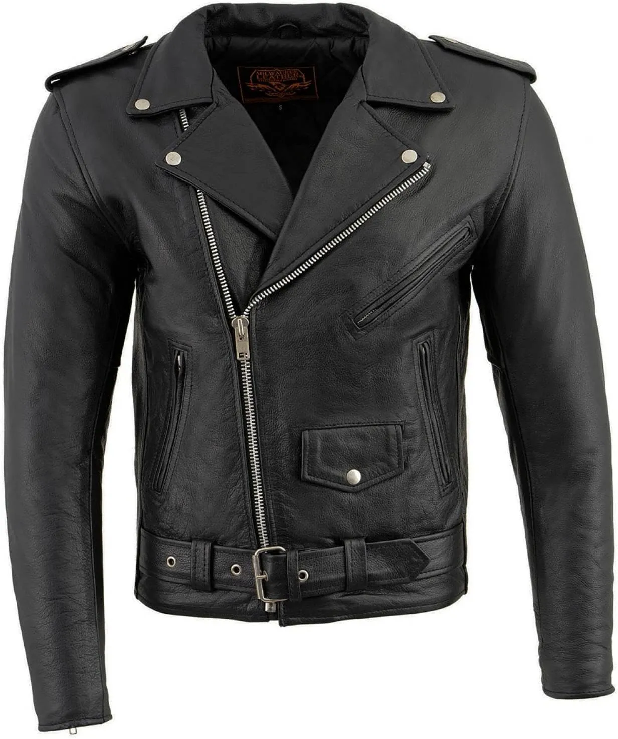 Milwaukee Leather LKM1781 Men's The Legend Classic Black Premium Leather Motorcycle Jacket w/Quilted Liner