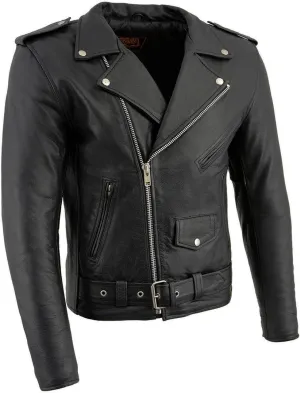 Milwaukee Leather LKM1781 Men's The Legend Classic Black Premium Leather Motorcycle Jacket w/Quilted Liner