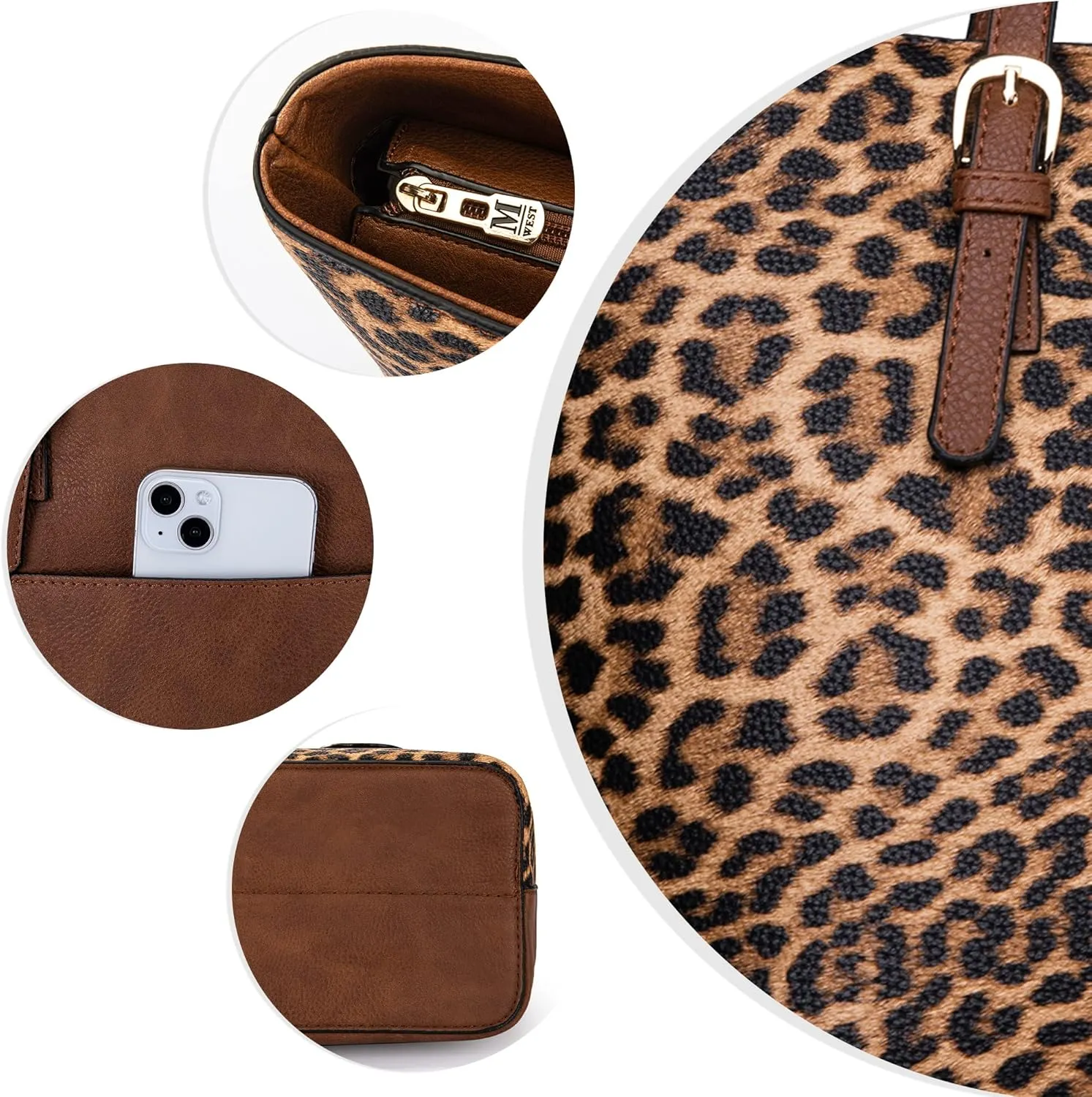 Montana West Purses for Women Tote Bag 3Pcs Set Leopard Print Satchel Handbags