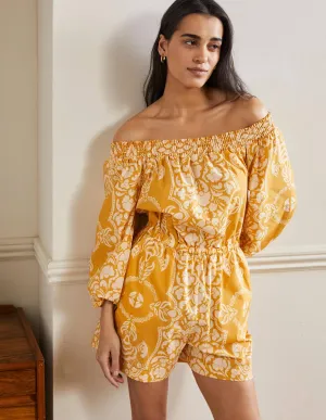 Off Shoulder Playsuit-Butter, Passion Bloom