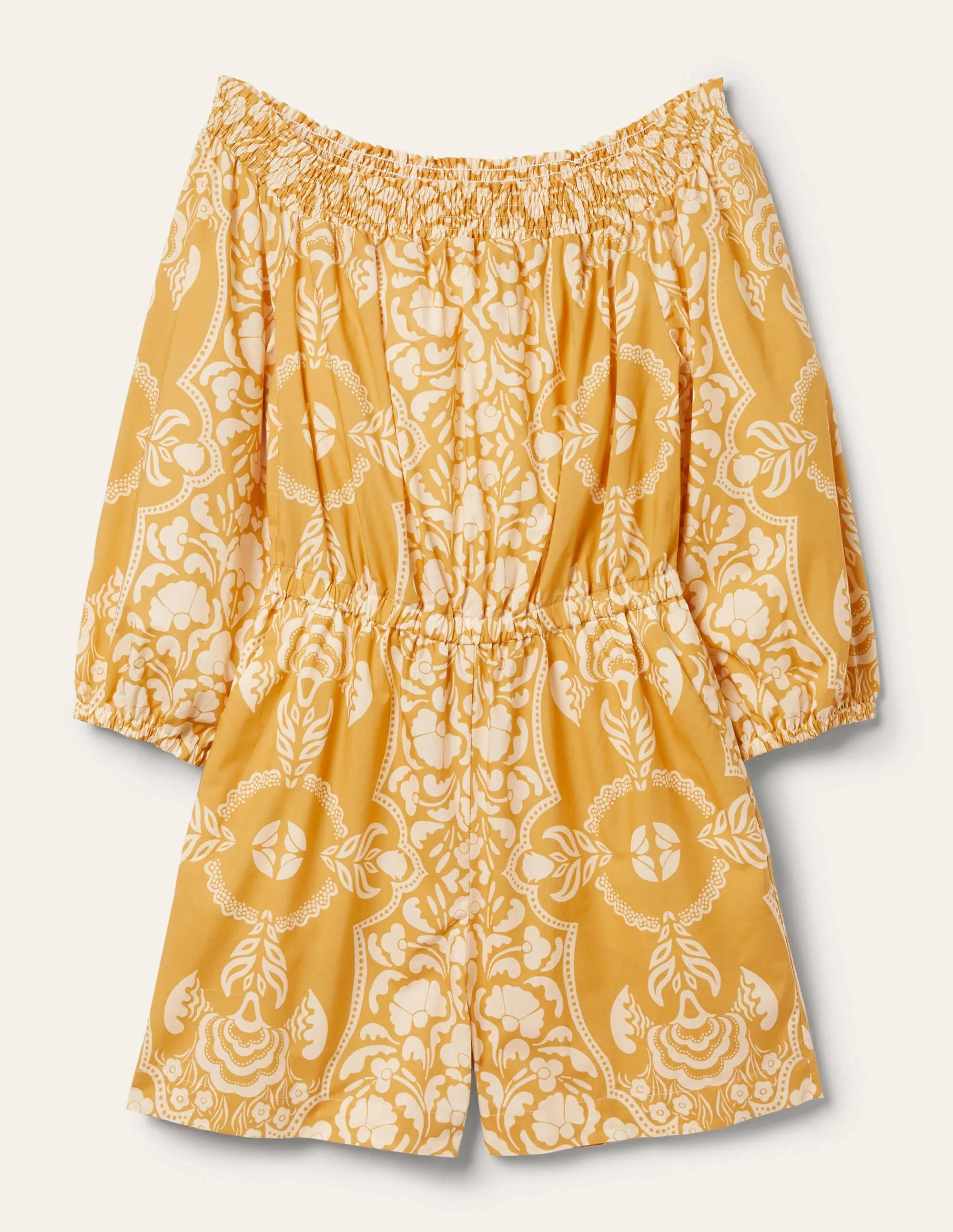 Off Shoulder Playsuit-Butter, Passion Bloom