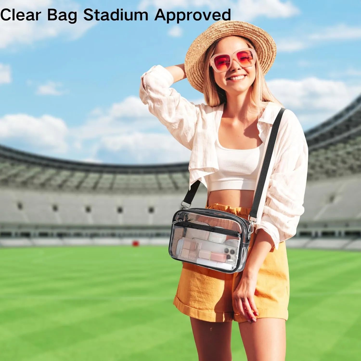 PACKISM Clear Bag for Stadium Events - Clear Purses for Women Stadium Crossbody Concert Bag for Game Day Sports, Festival