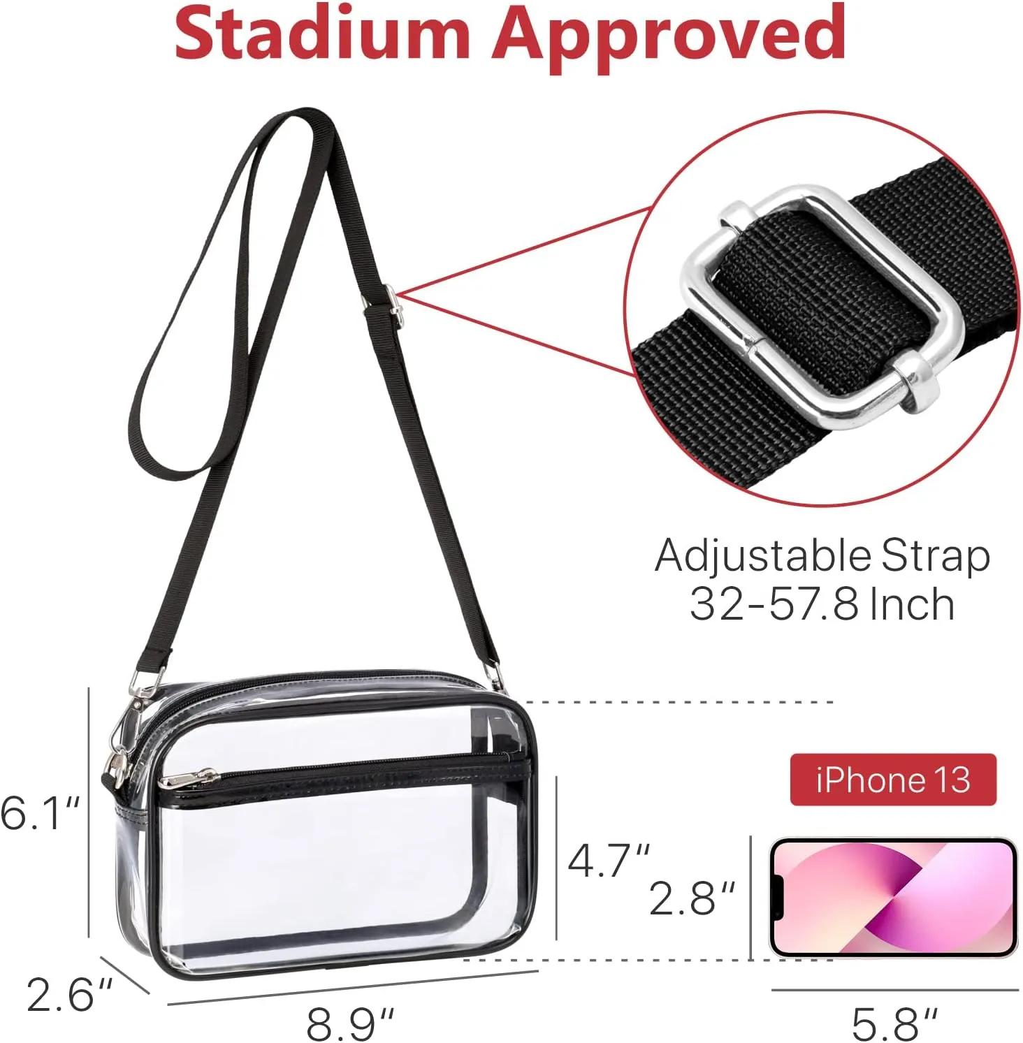 PACKISM Clear Bag for Stadium Events - Clear Purses for Women Stadium Crossbody Concert Bag for Game Day Sports, Festival