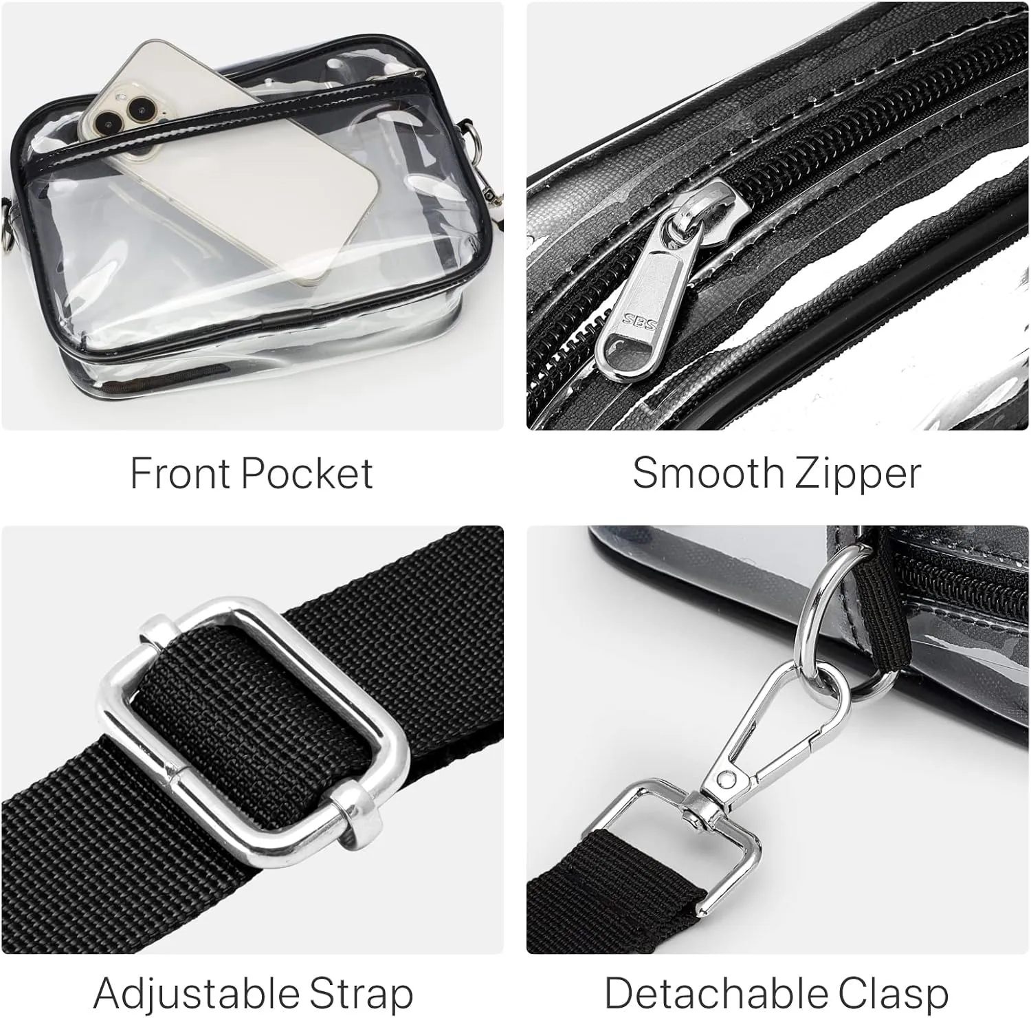 PACKISM Clear Bag for Stadium Events - Clear Purses for Women Stadium Crossbody Concert Bag for Game Day Sports, Festival