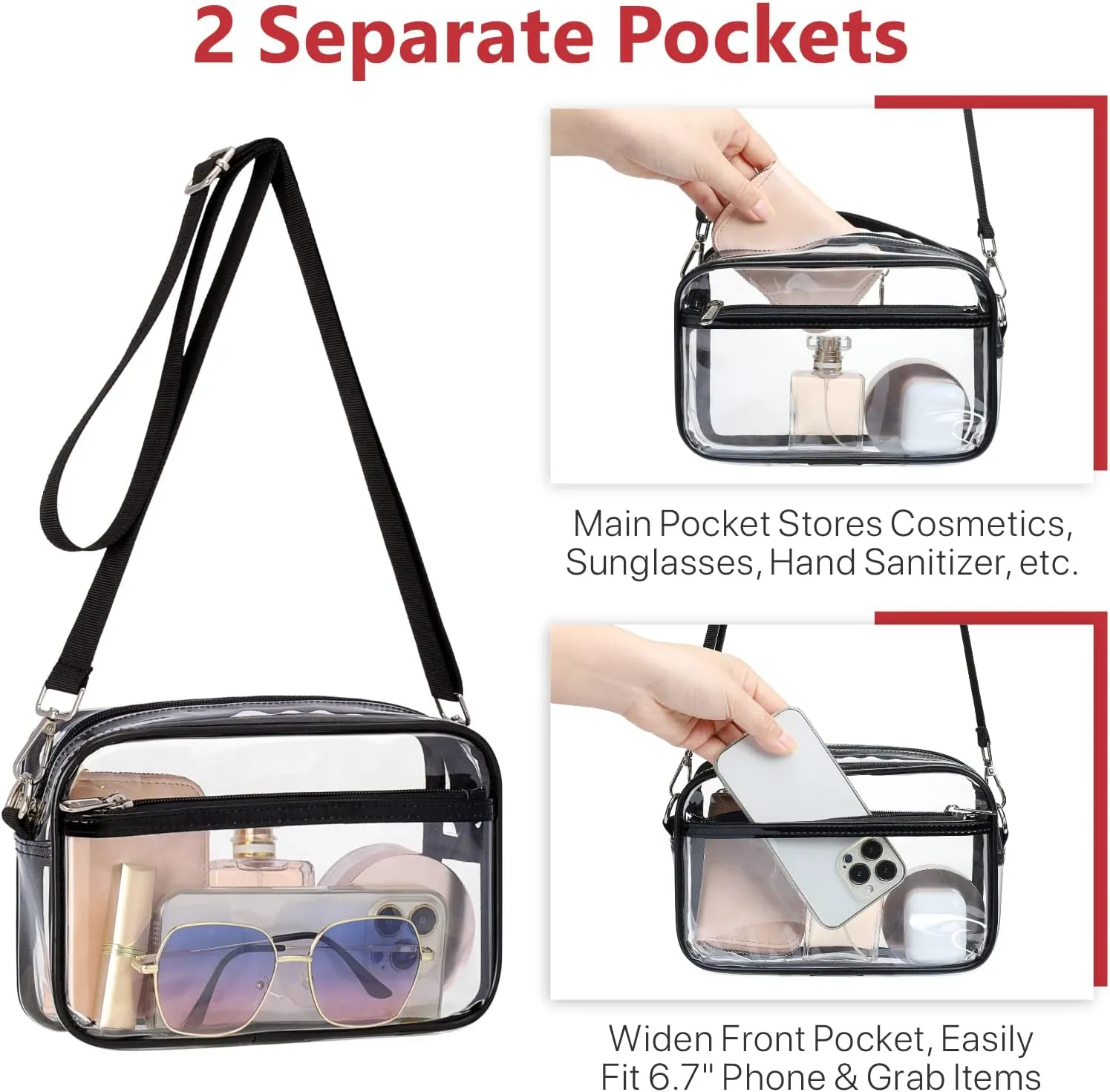 PACKISM Clear Bag for Stadium Events - Clear Purses for Women Stadium Crossbody Concert Bag for Game Day Sports, Festival