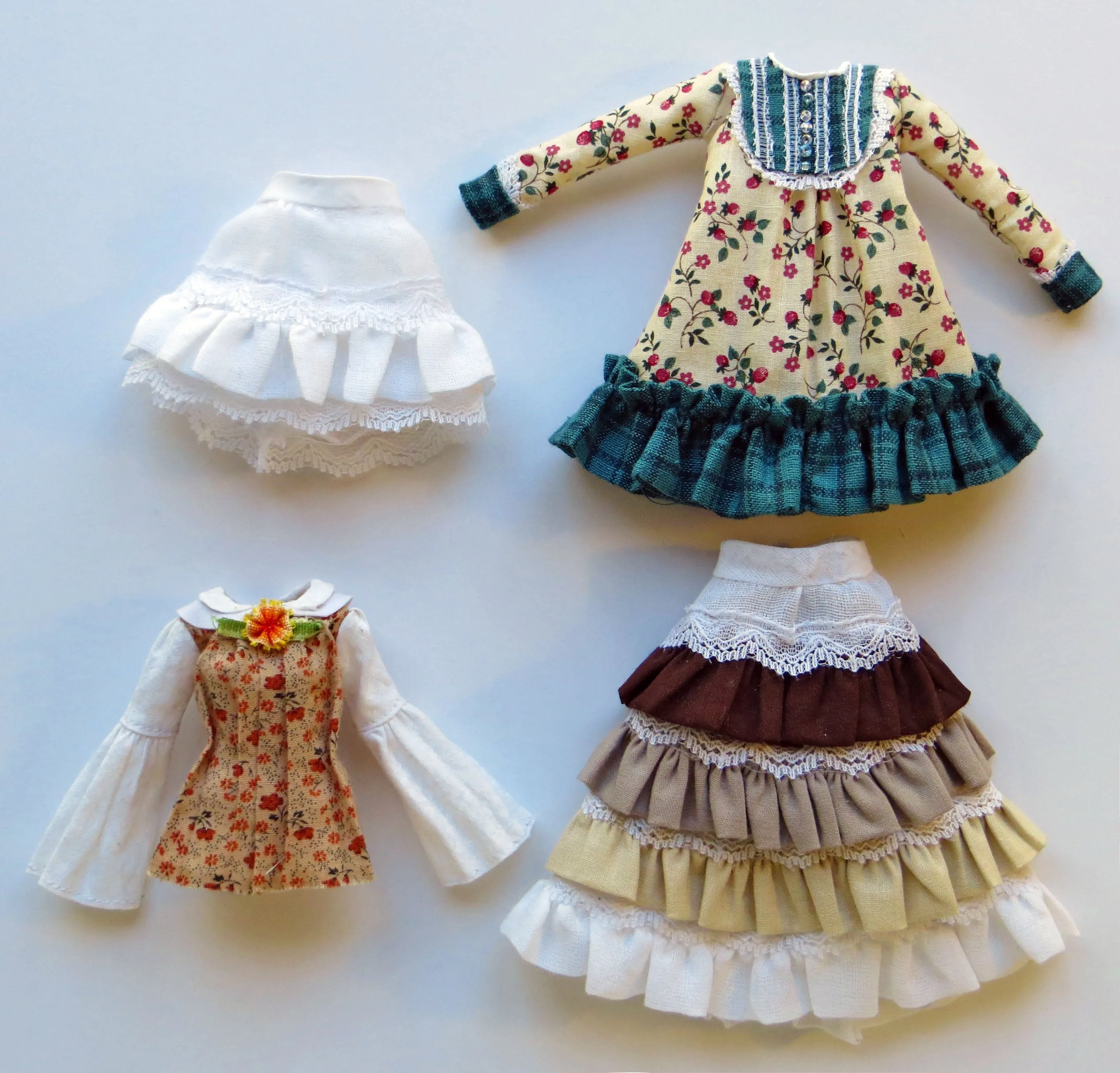 PC Mori Girls 11" Fashion Doll - Japanese fashion forest girl cottagecore ruffled skirt, dress, tunic, blouse combo - Downloadable RAD Doll Clothes PDF Sewing Pattern