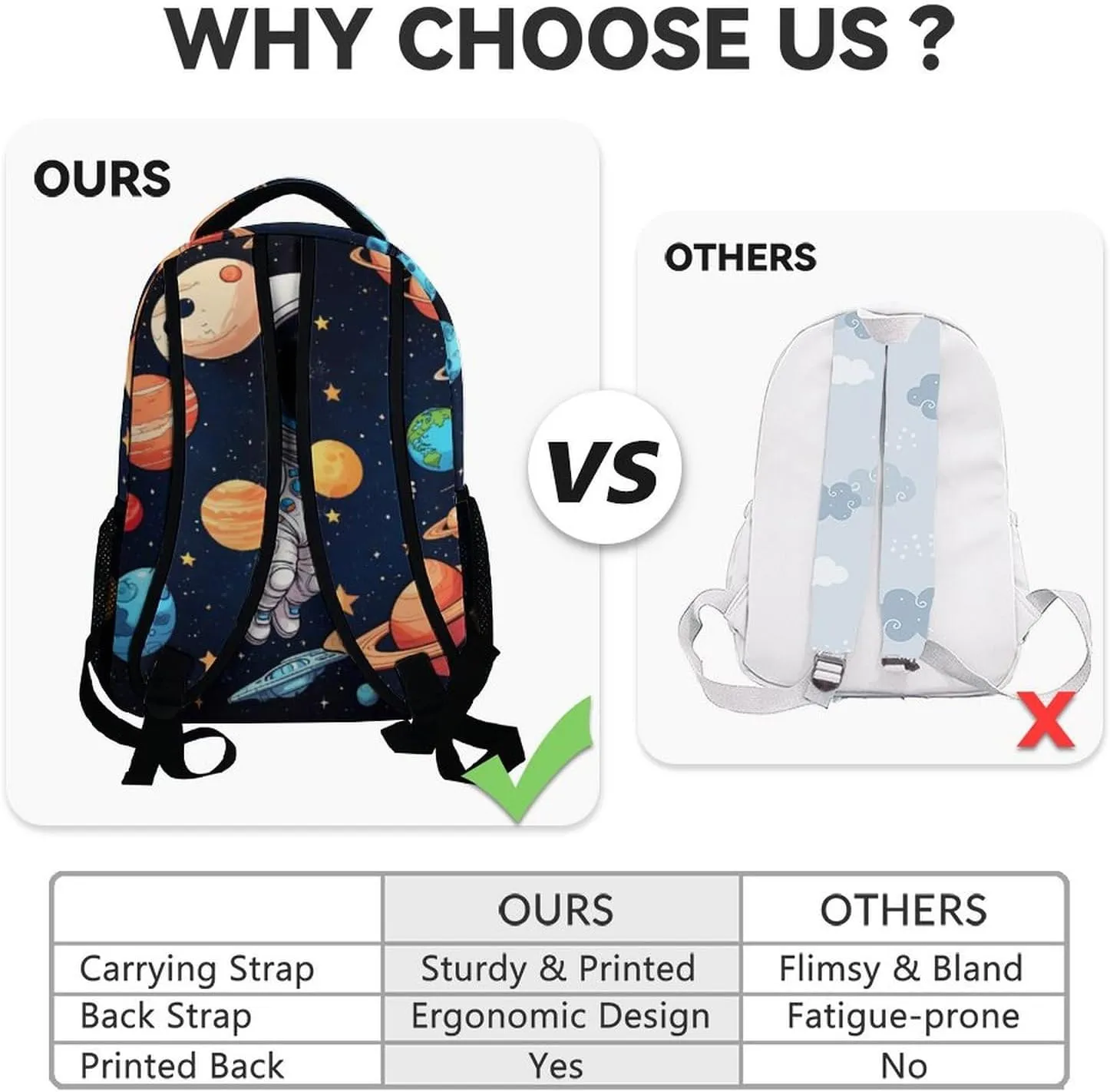 Personalized Astronaut School Backpack for Girls - 17 Inch Black Backpacks for Kids 8-10 Years - Lightweight Cute Bookbag for Elementary