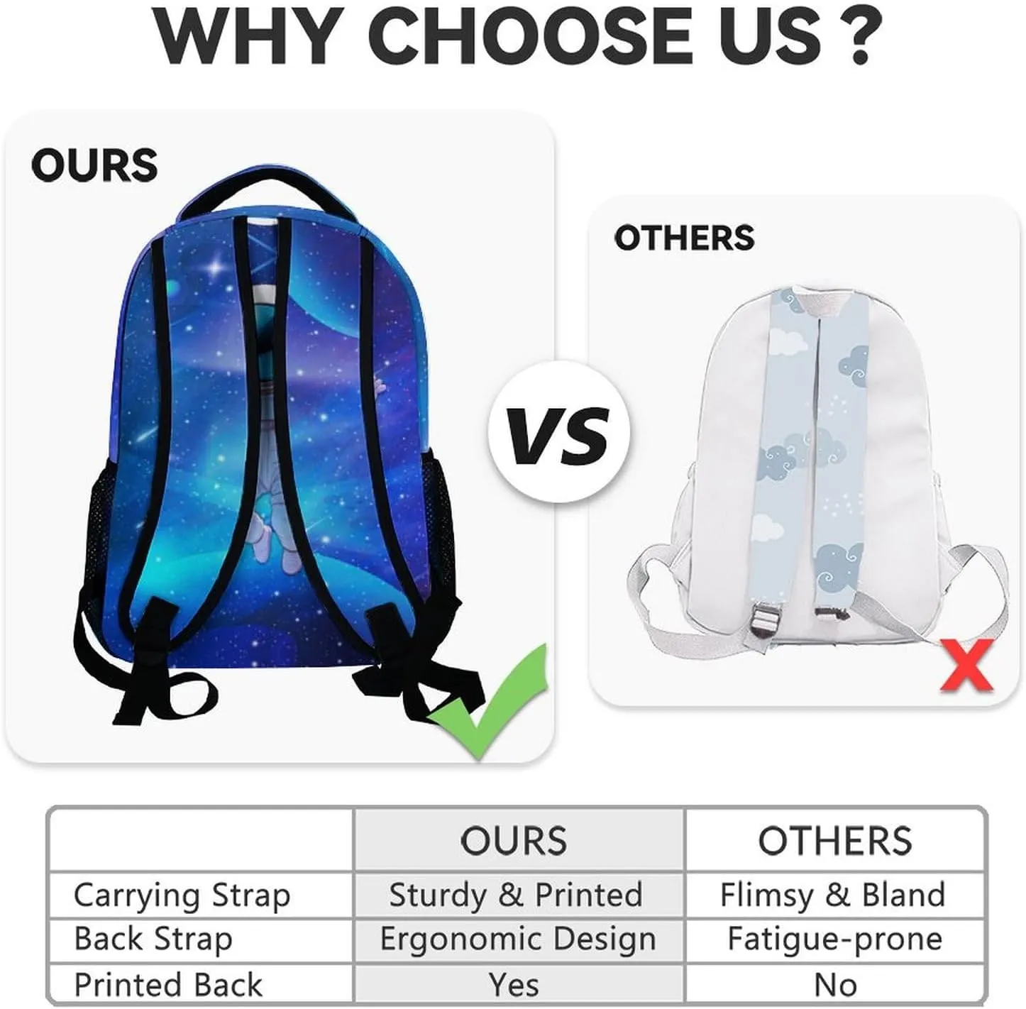 Personalized Astronaut School Backpack for Girls - 17 Inch Blue Backpacks for Kids 8-10 Years - Lightweight Cool Bookbag for Elementary