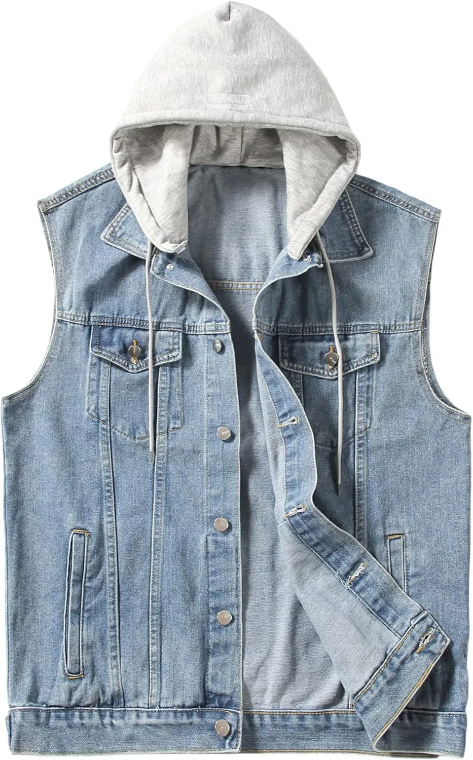 PRIJOUHE Men's Denim Vest Jean Vest Black Denim Motorcycle Black Blue Biker Plus Size Sleeveless