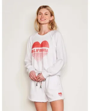Raglan Sweatshirt Cali Heart Optic White