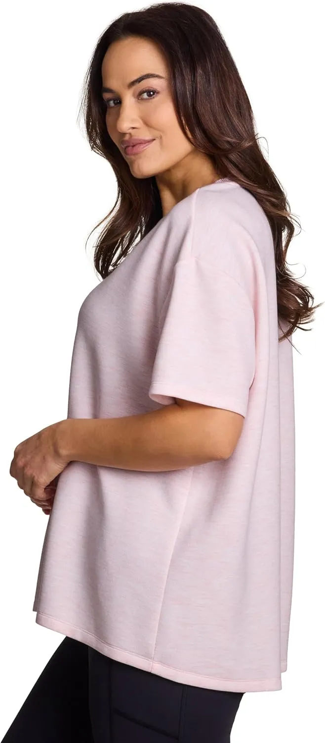 RBX Oversized T-Shirt for Women, Luxe Athleisure Fabric Loungewear Short Sleeve Workout Top with Plus Sizes