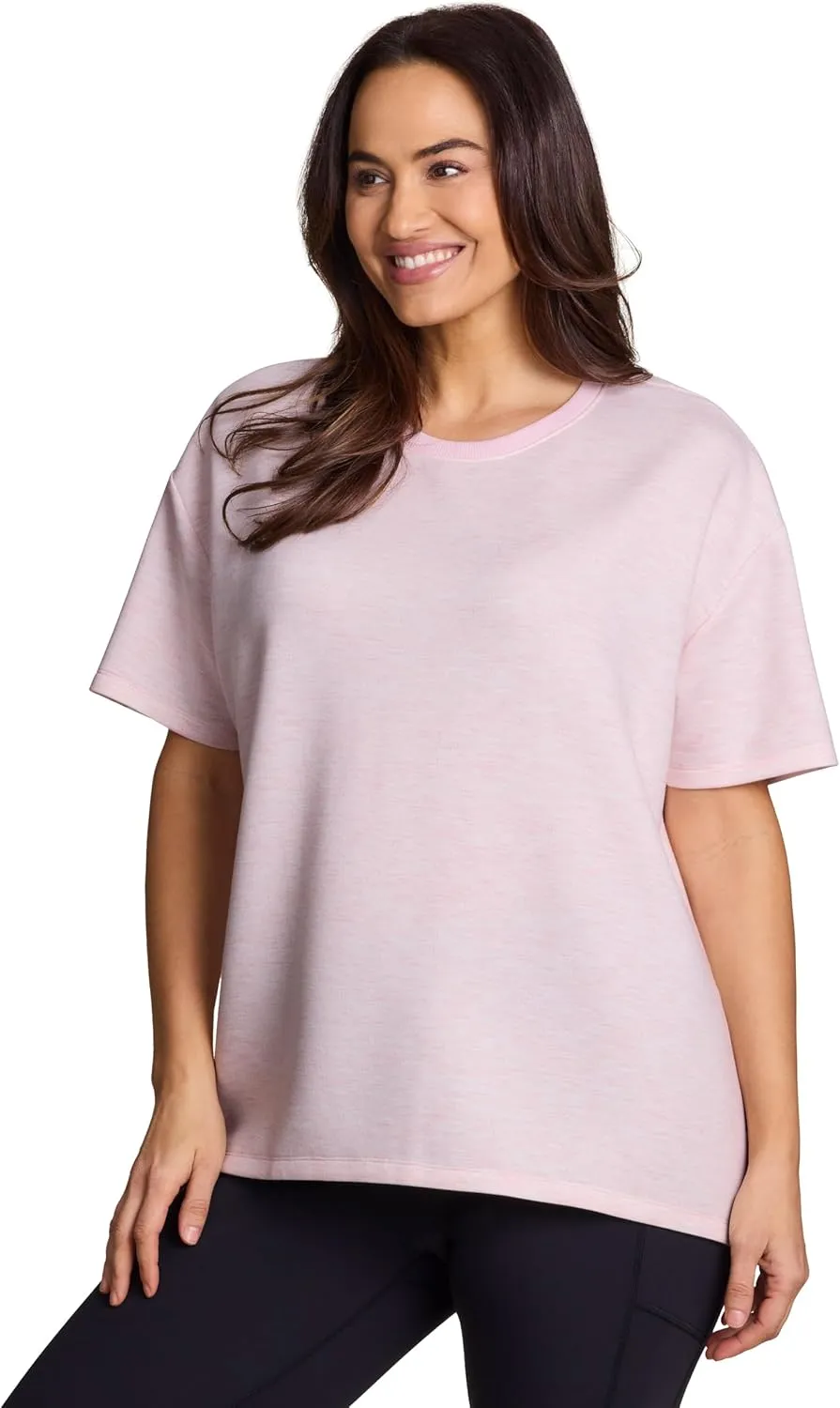 RBX Oversized T-Shirt for Women, Luxe Athleisure Fabric Loungewear Short Sleeve Workout Top with Plus Sizes