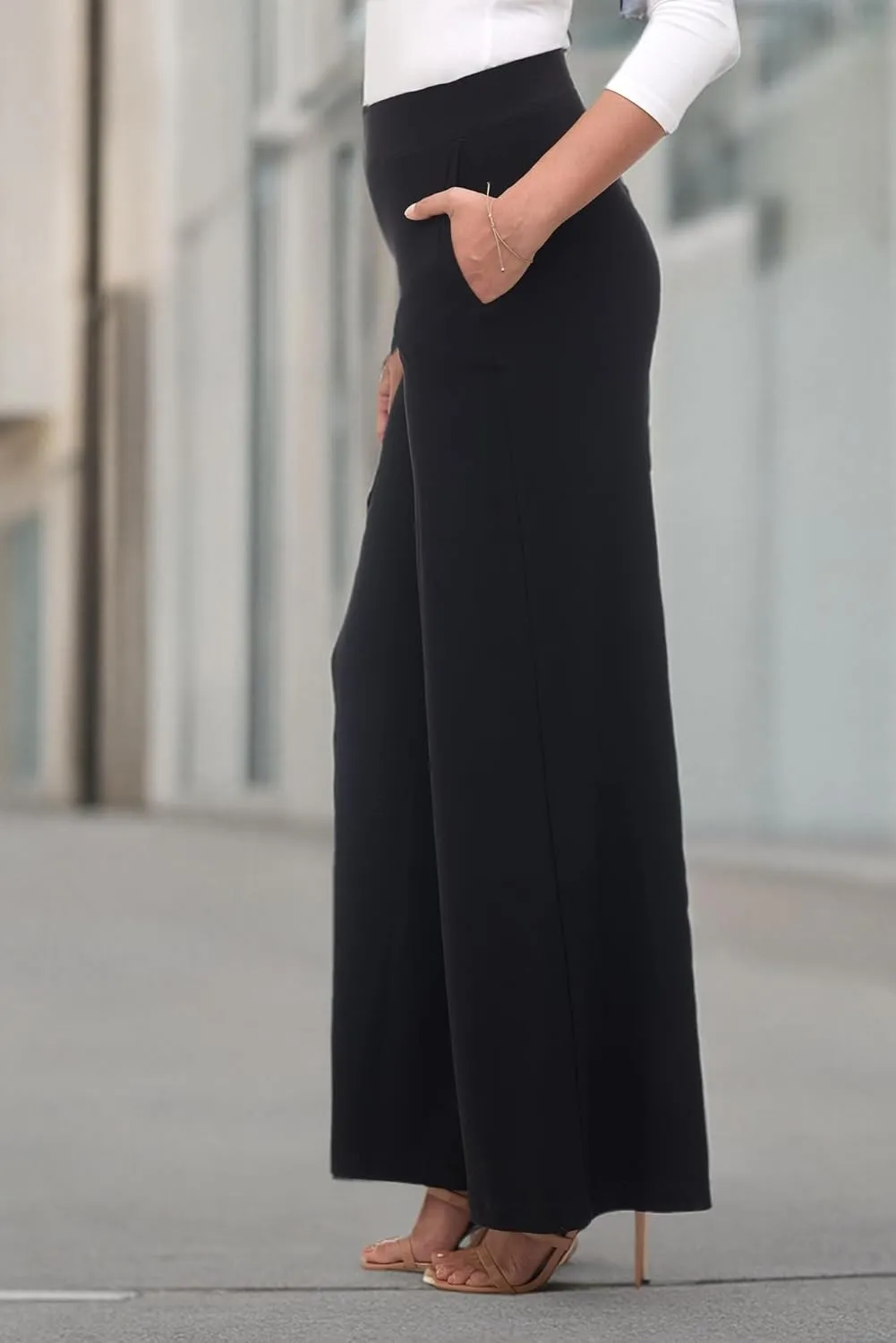 REKUCCI Travel in Style Women's Stretchy Elegant Palazzo Wide Leg Pant