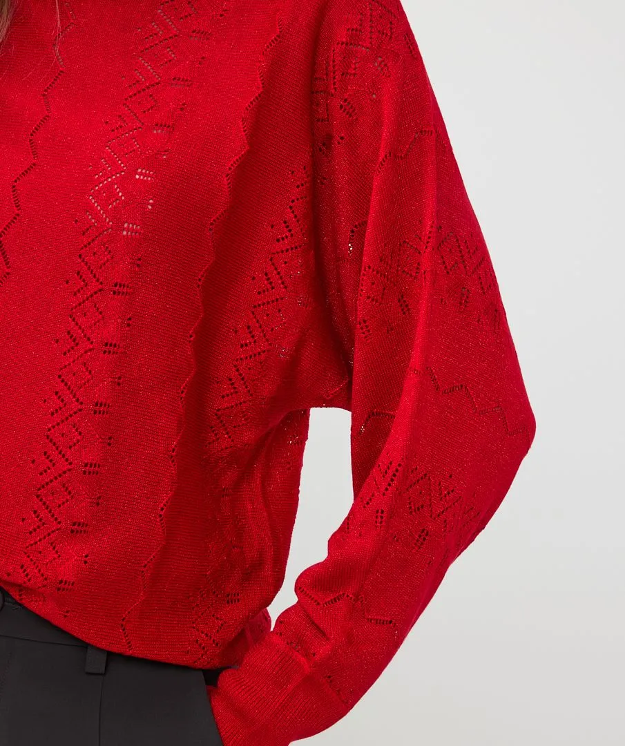 Revna Red Batwing Lurex Sweater - EsQualo W2431701