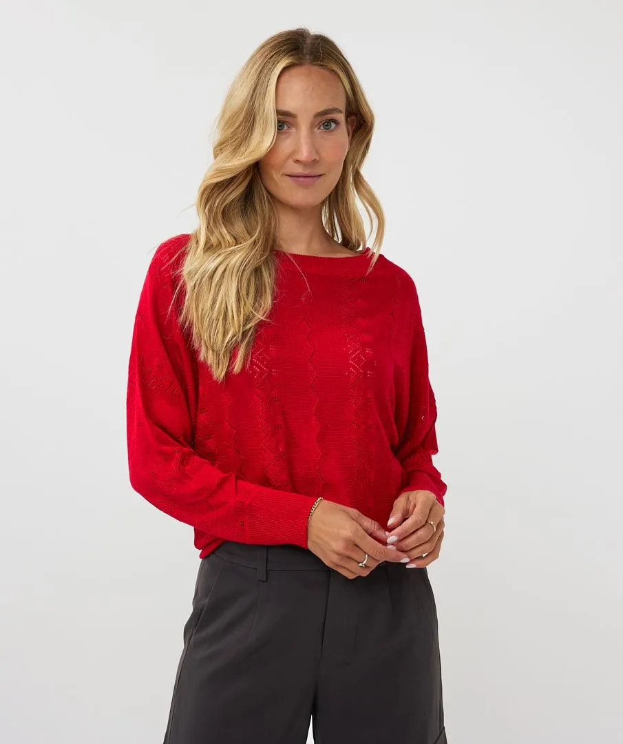 Revna Red Batwing Lurex Sweater - EsQualo W2431701