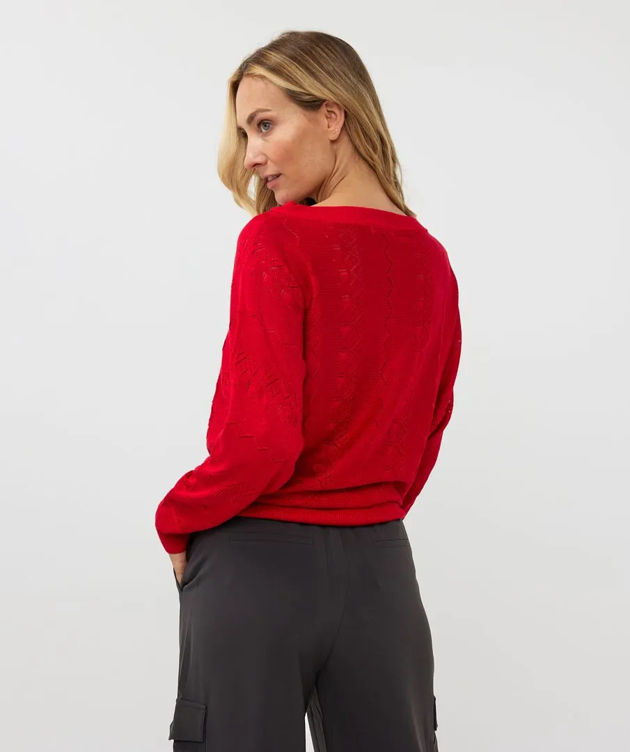Revna Red Batwing Lurex Sweater - EsQualo W2431701