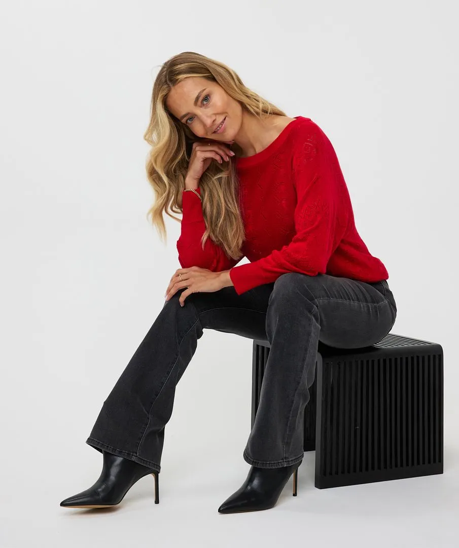 Revna Red Batwing Lurex Sweater - EsQualo W2431701