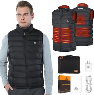 Rex Rabbit Heated Vest for Men,Electric Vest for men 6 Heating Zones,Men Electric Heating Vest Battery Pack Plug Included