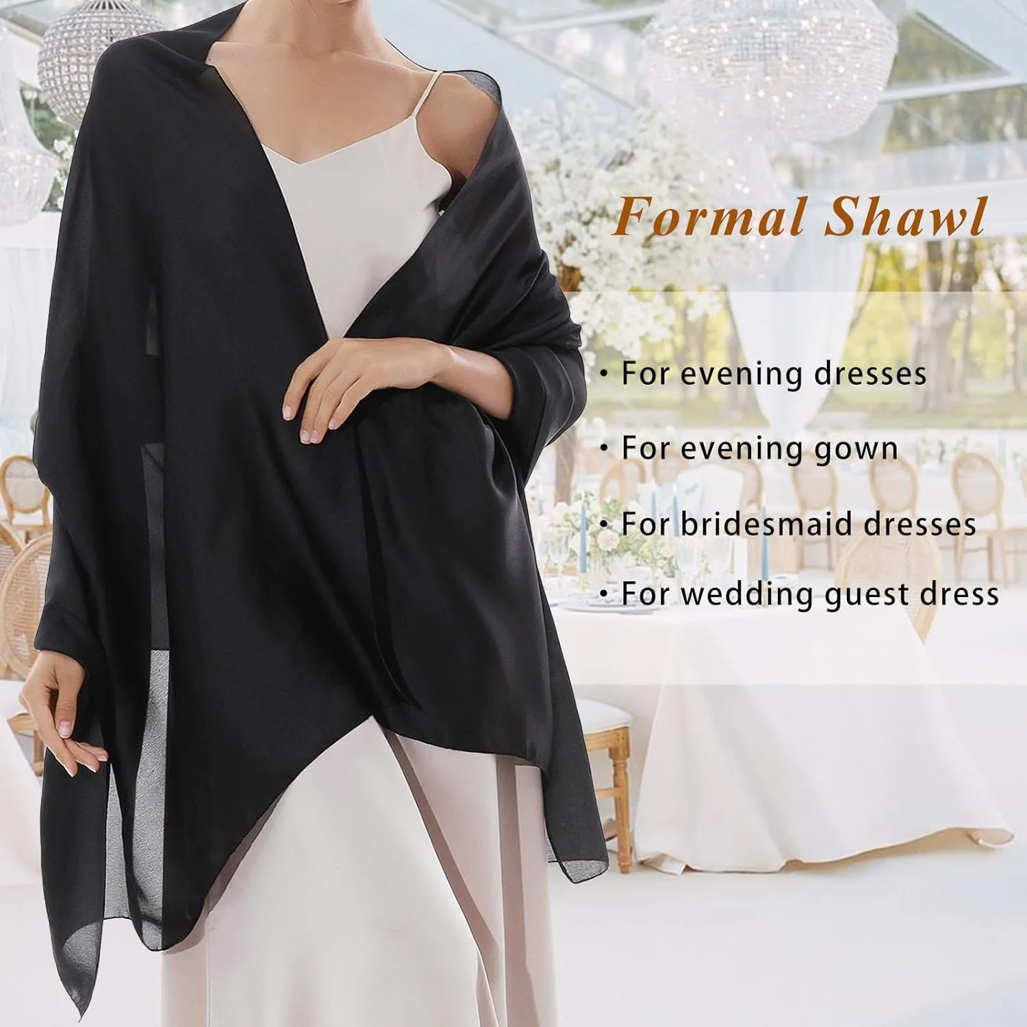 RIIQIICHY Shawls Wraps for Evening dresses Scarfs for Women Formal Shawl for Wedding Like Chiffon Shawl