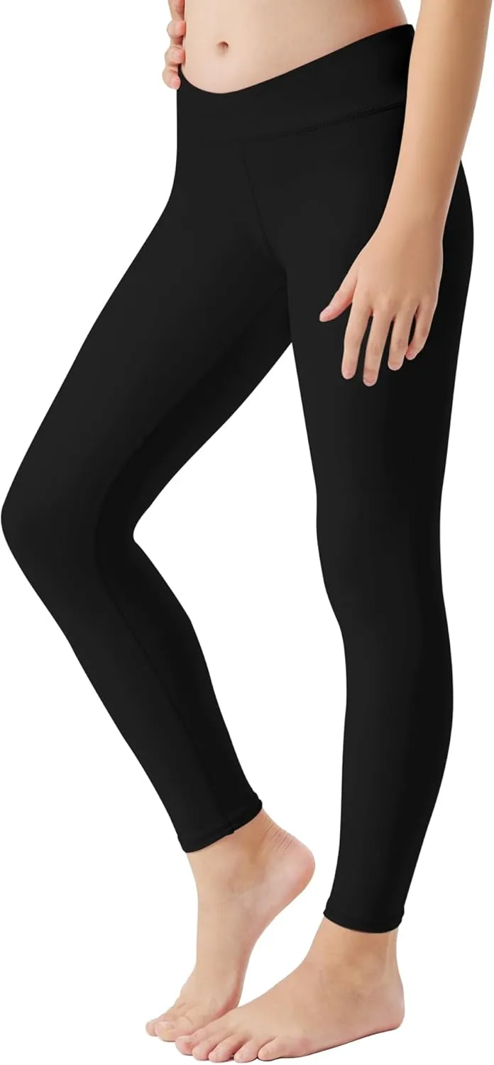 Runhit Girls Athletic Leggings Cross High Waisted Kids Yoga Dance Compression Pants for Teen Workout Running