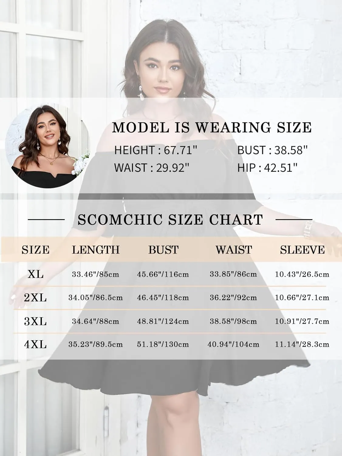 SCOMCHIC Womens Plus Size Cocktail Dress Summer Off Shoulder Short Sleeve Flowy Ruffle A-Line Cute Mini Dress with Belt
