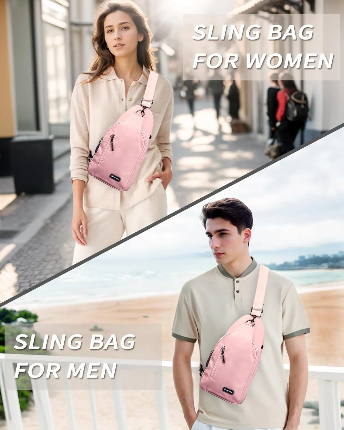 Seoky Rop Small Sling Backpack Crossbody Sling Bag Nylon Chest Bag Daypack Fanny Pack Cross Body Bag for Travel Hiking