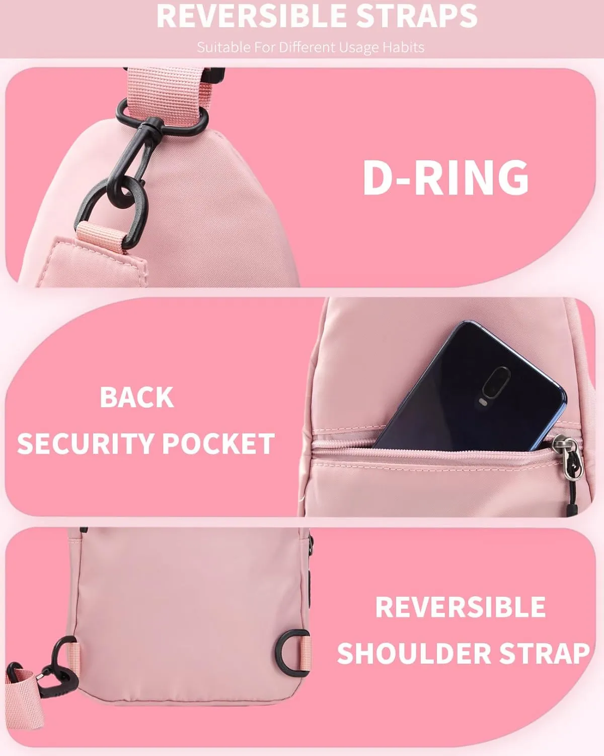 Seoky Rop Small Sling Backpack Crossbody Sling Bag Nylon Chest Bag Daypack Fanny Pack Cross Body Bag for Travel Hiking