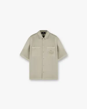 Short Sleeve Cotton Overshirt - Beige