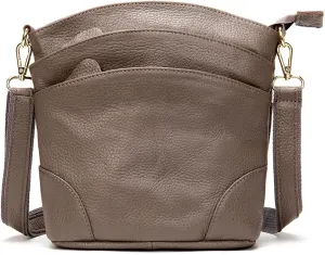 Shoulder Bag for Women Genuine Leather Crossbody Purse Triple Pockets Bucket Bag Retro Phone Pocketbooks