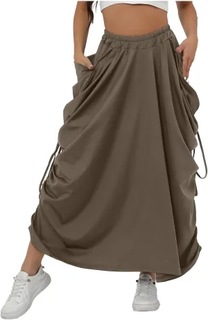 Skirt for Women Maxi Boho Casual Skirt Bohemian Organic Cotton Hippie Party Gypsy with Pockets 2024