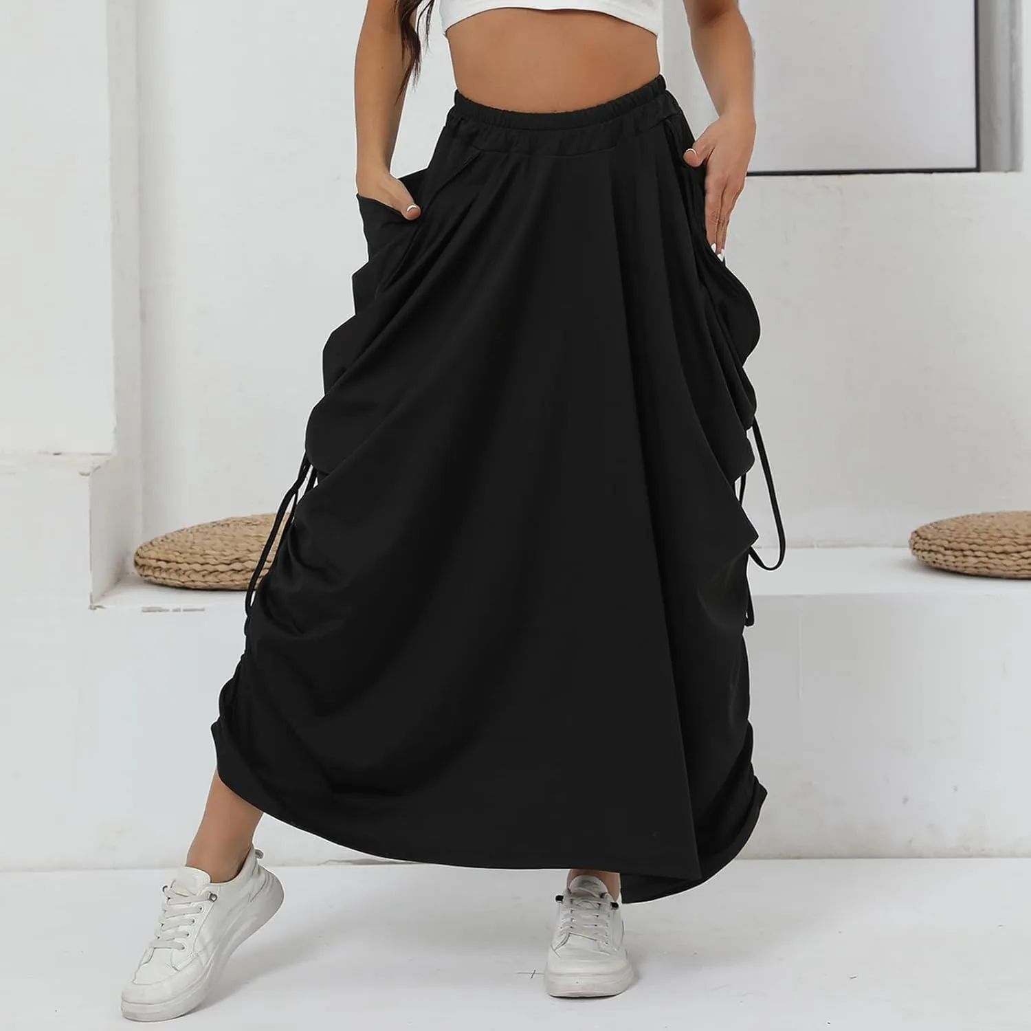 Skirt for Women Maxi Boho Casual Skirt Bohemian Organic Cotton Hippie Party Gypsy with Pockets 2024